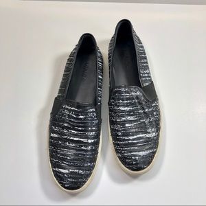 Vince Blair Striped Snake Embossed Slip On Shoes